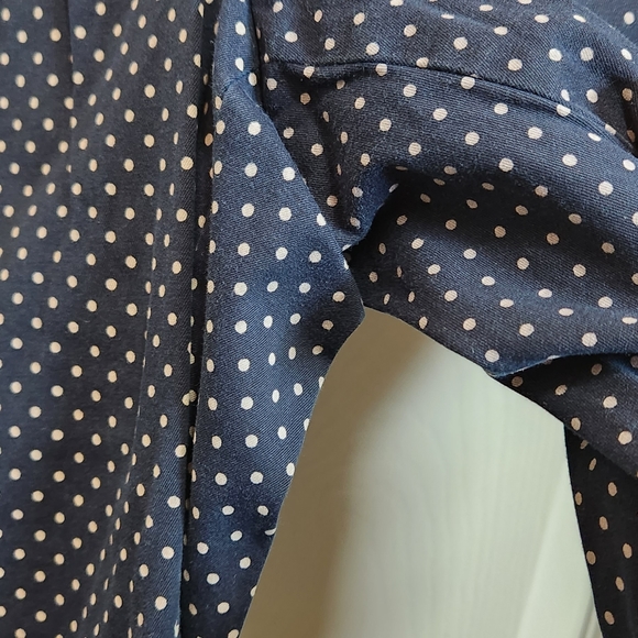 Talbots the weekend chino navy blue grey polka dot women's pants size 12P - Picture 5 of 9